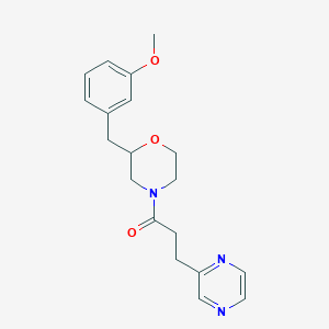 molecular formula C19H23N3O3 B3848927 2-(3-methoxybenzyl)-4-[3-(2-pyrazinyl)propanoyl]morpholine 