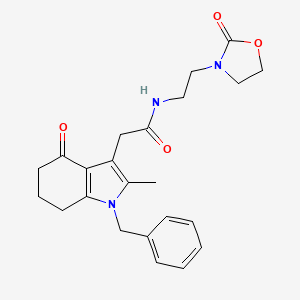 molecular formula C23H27N3O4 B3848933 2-(1-benzyl-2-methyl-4-oxo-4,5,6,7-tetrahydro-1H-indol-3-yl)-N-[2-(2-oxo-1,3-oxazolidin-3-yl)ethyl]acetamide 