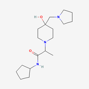 molecular formula C18H33N3O2 B3848942 N-cyclopentyl-2-[4-hydroxy-4-(pyrrolidin-1-ylmethyl)piperidin-1-yl]propanamide 
