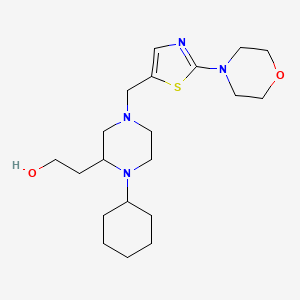 molecular formula C20H34N4O2S B3848950 2-(1-cyclohexyl-4-{[2-(4-morpholinyl)-1,3-thiazol-5-yl]methyl}-2-piperazinyl)ethanol 