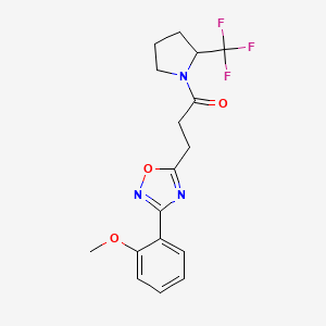 molecular formula C17H18F3N3O3 B3848959 3-(2-methoxyphenyl)-5-{3-oxo-3-[2-(trifluoromethyl)pyrrolidin-1-yl]propyl}-1,2,4-oxadiazole 