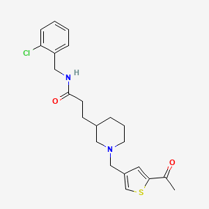 molecular formula C22H27ClN2O2S B3848969 3-{1-[(5-acetyl-3-thienyl)methyl]-3-piperidinyl}-N-(2-chlorobenzyl)propanamide 