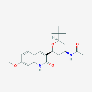 molecular formula C21H28N2O4 B3848973 N-[(2R*,4R*,6S*)-2-tert-butyl-6-(2-hydroxy-7-methoxyquinolin-3-yl)tetrahydro-2H-pyran-4-yl]acetamide 