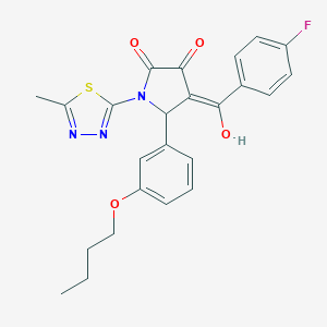 molecular formula C24H22FN3O4S B384900 5-(3-butoxyphenyl)-4-(4-fluorobenzoyl)-3-hydroxy-1-(5-methyl-1,3,4-thiadiazol-2-yl)-1,5-dihydro-2H-pyrrol-2-one 