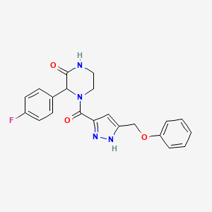 molecular formula C21H19FN4O3 B3849034 3-(4-fluorophenyl)-4-{[5-(phenoxymethyl)-1H-pyrazol-3-yl]carbonyl}-2-piperazinone 
