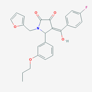 molecular formula C25H22FNO5 B384905 4-(4-fluorobenzoyl)-1-(2-furylmethyl)-3-hydroxy-5-(3-propoxyphenyl)-1,5-dihydro-2H-pyrrol-2-one 