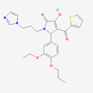 molecular formula C26H29N3O5S B384914 5-(3-ethoxy-4-propoxyphenyl)-3-hydroxy-1-[3-(1H-imidazol-1-yl)propyl]-4-(2-thienylcarbonyl)-1,5-dihydro-2H-pyrrol-2-one 
