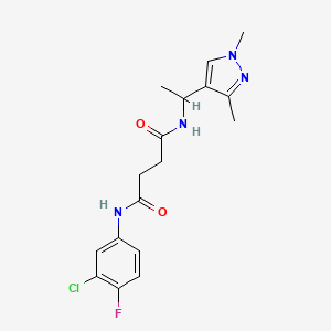 molecular formula C17H20ClFN4O2 B3849216 N-(3-chloro-4-fluorophenyl)-N'-[1-(1,3-dimethyl-1H-pyrazol-4-yl)ethyl]succinamide 