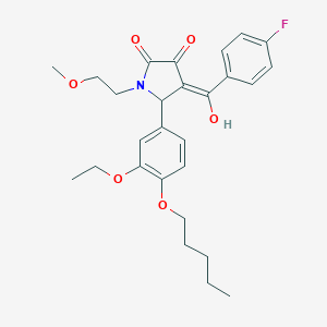 molecular formula C27H32FNO6 B384922 5-[3-ethoxy-4-(pentyloxy)phenyl]-4-(4-fluorobenzoyl)-3-hydroxy-1-(2-methoxyethyl)-1,5-dihydro-2H-pyrrol-2-one 