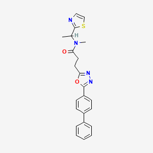 molecular formula C23H22N4O2S B3849222 3-[5-(4-biphenylyl)-1,3,4-oxadiazol-2-yl]-N-methyl-N-[1-(1,3-thiazol-2-yl)ethyl]propanamide 