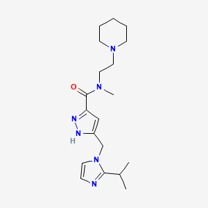 molecular formula C19H30N6O B3849230 5-[(2-isopropyl-1H-imidazol-1-yl)methyl]-N-methyl-N-[2-(1-piperidinyl)ethyl]-1H-pyrazole-3-carboxamide 