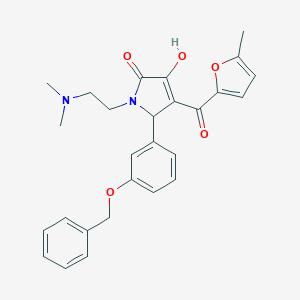molecular formula C27H28N2O5 B384928 1-[2-(Dimethylamino)ethyl]-4-hydroxy-3-(5-methylfuran-2-carbonyl)-2-(3-phenylmethoxyphenyl)-2H-pyrrol-5-one CAS No. 620118-11-8