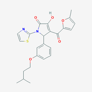 molecular formula C24H24N2O5S B384929 4-hydroxy-2-[3-(3-methylbutoxy)phenyl]-3-(5-methylfuran-2-carbonyl)-1-(1,3-thiazol-2-yl)-2H-pyrrol-5-one CAS No. 620118-90-3