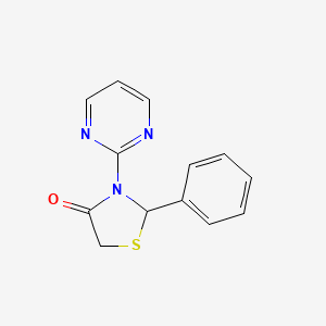 molecular formula C13H11N3OS B3849312 2-phenyl-3-(2-pyrimidinyl)-1,3-thiazolidin-4-one CAS No. 154951-43-6
