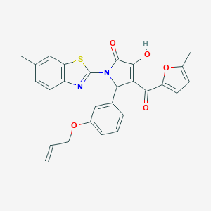 molecular formula C27H22N2O5S B384932 5-[3-(allyloxy)phenyl]-3-hydroxy-1-(6-methyl-1,3-benzothiazol-2-yl)-4-(5-methyl-2-furoyl)-1,5-dihydro-2H-pyrrol-2-one 