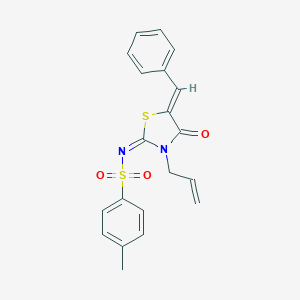 molecular formula C20H18N2O3S2 B384940 N-(3-allyl-5-benzylidene-4-oxo-1,3-thiazolidin-2-ylidene)-4-methylbenzenesulfonamide 