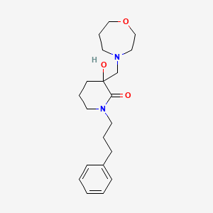 molecular formula C20H30N2O3 B3849457 3-hydroxy-3-(1,4-oxazepan-4-ylmethyl)-1-(3-phenylpropyl)-2-piperidinone 
