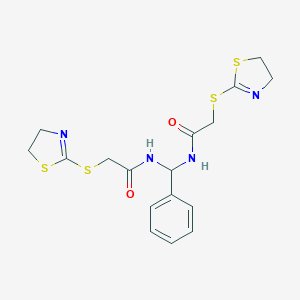 molecular formula C17H20N4O2S4 B384949 2-(4,5-dihydro-1,3-thiazol-2-ylsulfanyl)-N-[[[2-(4,5-dihydro-1,3-thiazol-2-ylsulfanyl)acetyl]amino]-phenylmethyl]acetamide CAS No. 620156-00-5