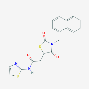 molecular formula C19H15N3O3S2 B384953 2-[3-(1-naphthylmethyl)-2,4-dioxo-1,3-thiazolidin-5-yl]-N-(1,3-thiazol-2-yl)acetamide 