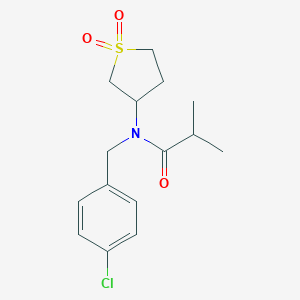 molecular formula C15H20ClNO3S B384957 N-(4-chlorobenzyl)-N-(1,1-dioxidotetrahydro-3-thienyl)-2-methylpropanamide CAS No. 578737-18-5