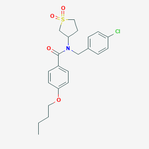 molecular formula C22H26ClNO4S B384961 4-butoxy-N-(4-chlorobenzyl)-N-(1,1-dioxidotetrahydro-3-thienyl)benzamide CAS No. 577697-98-4