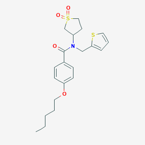 molecular formula C21H27NO4S2 B384969 N-(1,1-dioxidotetrahydrothiophen-3-yl)-4-(pentyloxy)-N-(thiophen-2-ylmethyl)benzamide CAS No. 575462-48-5