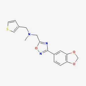 molecular formula C16H15N3O3S B3849762 1-[3-(1,3-benzodioxol-5-yl)-1,2,4-oxadiazol-5-yl]-N-methyl-N-(3-thienylmethyl)methanamine 