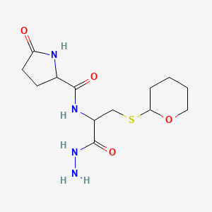 molecular formula C13H22N4O4S B3849766 N-{2-hydrazino-2-oxo-1-[(tetrahydro-2H-pyran-2-ylthio)methyl]ethyl}-5-oxo-2-pyrrolidinecarboxamide 