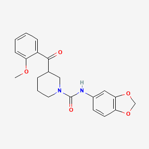 molecular formula C21H22N2O5 B3849916 N-1,3-benzodioxol-5-yl-3-(2-methoxybenzoyl)-1-piperidinecarboxamide 