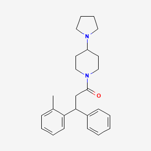 molecular formula C25H32N2O B3849922 1-[3-(2-methylphenyl)-3-phenylpropanoyl]-4-(1-pyrrolidinyl)piperidine 