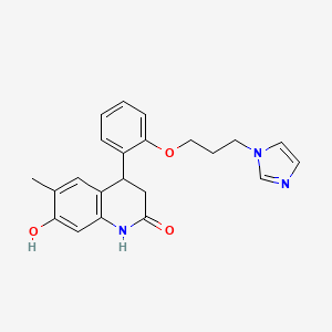 molecular formula C22H23N3O3 B3849990 7-hydroxy-4-{2-[3-(1H-imidazol-1-yl)propoxy]phenyl}-6-methyl-3,4-dihydroquinolin-2(1H)-one 