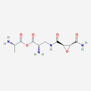 molecular formula C10H16N4O6 B038500 (2S)-2-[[(2S)-2-aminopropanoyl]amino]-3-[(3-carbamoyloxirane-2-carbonyl)amino]propanoic acid CAS No. 113737-67-0