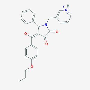 molecular formula C26H24N2O4 B385000 (E)-[4,5-dioxo-2-phenyl-1-(pyridinium-3-ylmethyl)pyrrolidin-3-ylidene](4-propoxyphenyl)methanolate CAS No. 615275-66-6