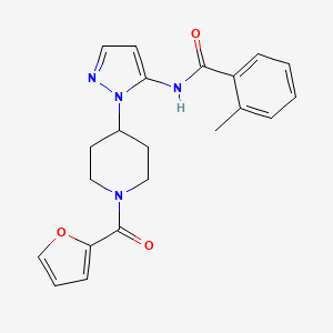 molecular formula C21H22N4O3 B3850012 N-{1-[1-(2-furoyl)-4-piperidinyl]-1H-pyrazol-5-yl}-2-methylbenzamide 