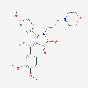 molecular formula C27H32N2O7 B385004 (4E)-4-[(3,4-dimethoxyphenyl)-hydroxymethylidene]-5-(4-methoxyphenyl)-1-(3-morpholin-4-ylpropyl)pyrrolidine-2,3-dione CAS No. 615276-08-9