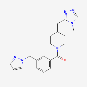 molecular formula C20H24N6O B3850056 4-[(4-methyl-4H-1,2,4-triazol-3-yl)methyl]-1-[3-(1H-pyrazol-1-ylmethyl)benzoyl]piperidine 