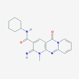 N-Cyclohexyl-6-imino-7-methyl-2-oxo-1,7,9-triazatricyclo[8.4.0.03,8]tetradeca-3(8),4,9,11,13-pentaene-5-carboxamide