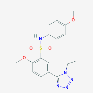 molecular formula C17H19N5O4S B385023 5-(1-ethyl-1H-tetrazol-5-yl)-2-methoxy-N-(4-methoxyphenyl)benzenesulfonamide CAS No. 615274-69-6