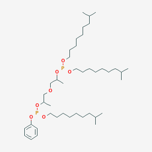 molecular formula C42H80O7P2 B038503 Phosphorous acid, 2-[2-[[bis(isodecyloxy)phosphino]oxy]propoxy]-1-methylethyl isodecyl phenyl ester CAS No. 115035-49-9
