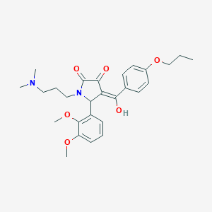 molecular formula C27H34N2O6 B385033 (4E)-5-(2,3-dimethoxyphenyl)-1-[3-(dimethylamino)propyl]-4-[hydroxy-(4-propoxyphenyl)methylidene]pyrrolidine-2,3-dione CAS No. 615272-37-2