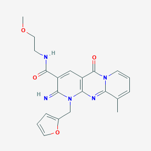 molecular formula C21H21N5O4 B385036 1-(2-furylmethyl)-2-imino-N-(2-methoxyethyl)-10-methyl-5-oxo-1,5-dihydro-2H-dipyrido[1,2-a:2,3-d]pyrimidine-3-carboxamide CAS No. 371135-70-5