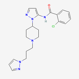 molecular formula C21H25ClN6O B3850429 2-chloro-N-(1-{1-[3-(1H-pyrazol-1-yl)propyl]-4-piperidinyl}-1H-pyrazol-5-yl)benzamide 