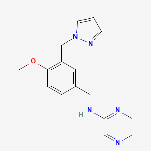 molecular formula C16H17N5O B3850444 N-[4-methoxy-3-(1H-pyrazol-1-ylmethyl)benzyl]-2-pyrazinamine 