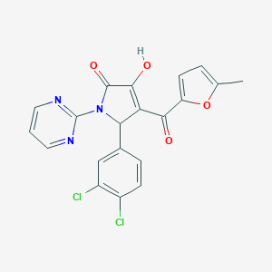 molecular formula C20H13Cl2N3O4 B385045 5-(3,4-dichlorophenyl)-3-hydroxy-4-(5-methyl-2-furoyl)-1-(2-pyrimidinyl)-1,5-dihydro-2H-pyrrol-2-one 