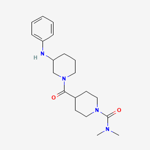 molecular formula C20H30N4O2 B3850500 4-[(3-anilino-1-piperidinyl)carbonyl]-N,N-dimethyl-1-piperidinecarboxamide 