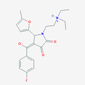 molecular formula C22H25FN2O4 B385058 (E)-[1-[2-(diethylazaniumyl)ethyl]-2-(5-methylfuran-2-yl)-4,5-dioxopyrrolidin-3-ylidene]-(4-fluorophenyl)methanolate CAS No. 615277-43-5