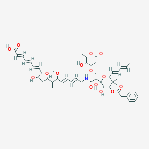 molecular formula C51H71NO15 B038506 (2E,4E,6E)-7-[5-[(4E,6E)-8-[[2-[2,3-dihydroxy-5,5-dimethyl-6-[(1E,3E)-penta-1,3-dienyl]-4-(2-phenylacetyl)oxyoxan-2-yl]-3-(3-hydroxy-6-methoxy-2-methyloxan-4-yl)oxypropanoyl]amino]-3-methoxy-4-methylocta-4,6-dien-2-yl]-3-hydroxyoxolan-2-yl]hepta-2,4,6-trienoic acid CAS No. 118498-92-3