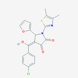 (4E)-4-[(4-chlorophenyl)-hydroxymethylidene]-1-(4,5-dimethyl-1,3-thiazol-2-yl)-5-(furan-2-yl)pyrrolidine-2,3-dione