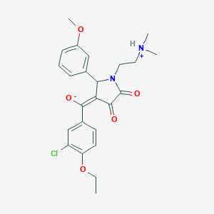molecular formula C24H27ClN2O5 B385063 (E)-(3-chloro-4-ethoxyphenyl)-[1-[2-(dimethylazaniumyl)ethyl]-2-(3-methoxyphenyl)-4,5-dioxopyrrolidin-3-ylidene]methanolate CAS No. 615275-05-3