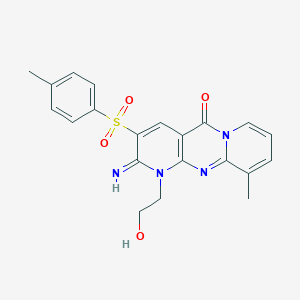 molecular formula C21H20N4O4S B385064 1-(2-hydroxyethyl)-2-imino-10-methyl-3-[(4-methylphenyl)sulfonyl]-1,2-dihydro-5H-dipyrido[1,2-a:2,3-d]pyrimidin-5-one CAS No. 370870-32-9